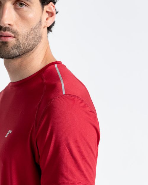 Camiseta Deportiva Manga Corta,  Color Rojo Para Hombre