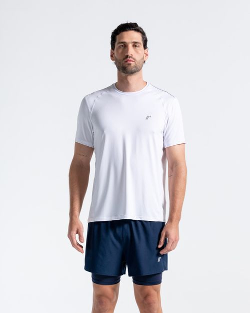Camiseta Deportiva Manga Corta,  Color Blanco Para Hombre