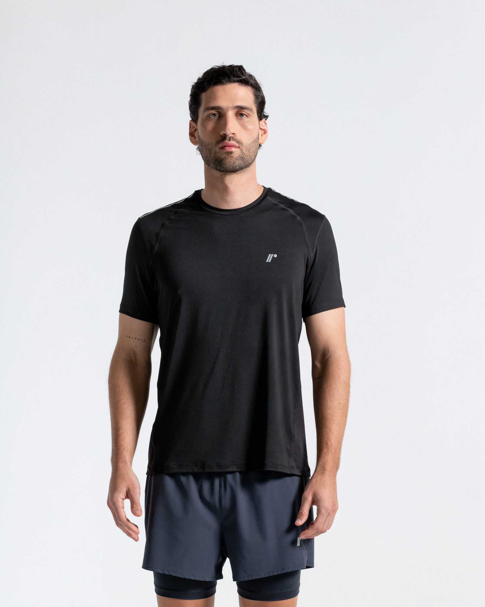 Camiseta Deportiva Manga Corta,  Color Negro  Para Hombre