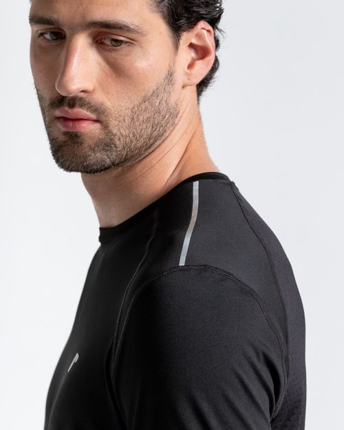 Camiseta Deportiva Manga Corta,  Color Negro  Para Hombre
