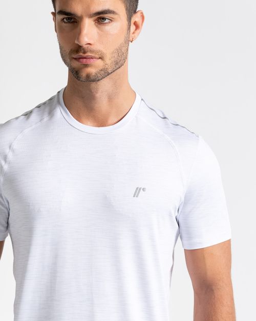 Camiseta Deportiva Manga Corta,  Color Blanco Jaspe Para Hombre