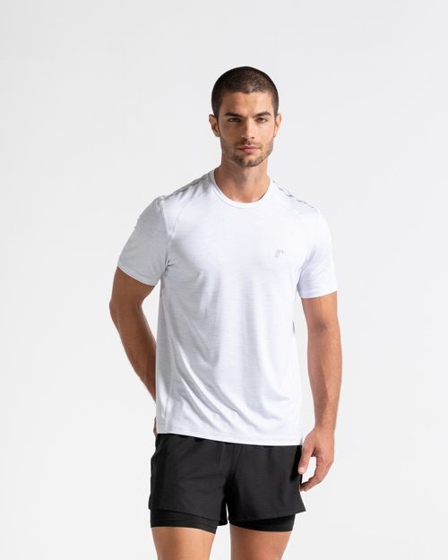 Camiseta Deportiva Manga Corta,  Color Blanco Jaspe Para Hombre