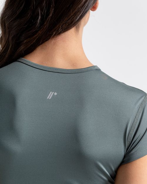Crop Top Manga Corta,  Color Verde Laurel Para Mujer