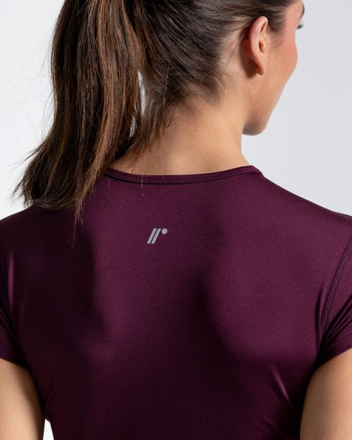 Crop Top Manga Corta,  Color Uva  Para Mujer