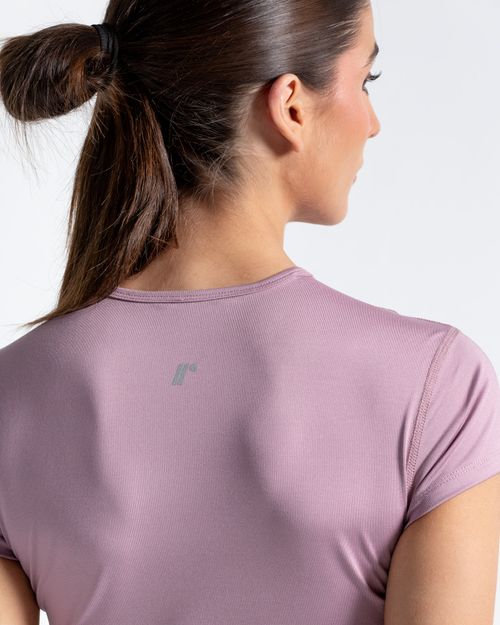 Crop Top Manga Corta,  Color Mora Para Mujer