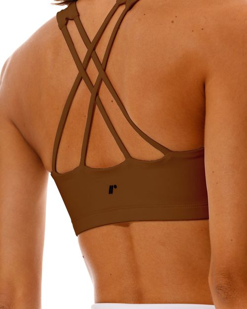Top Deportivo Tiras Cruzadas,  Color Chocolate  Para Mujer