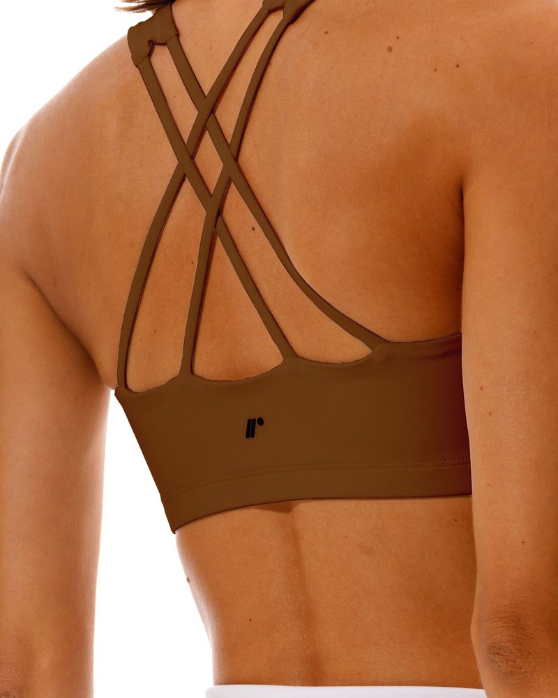 Top Deportivo Tiras Cruzadas,  Color Chocolate  Para Mujer
