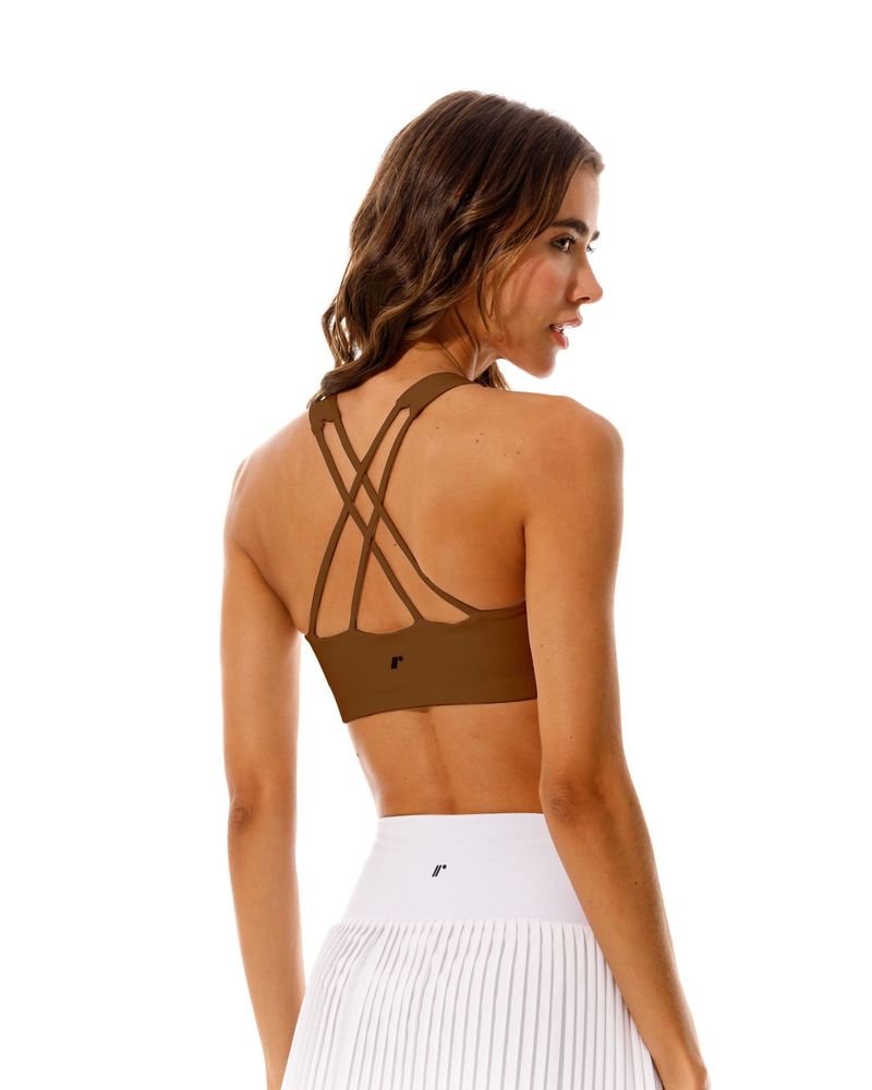 Top Deportivo Tiras Cruzadas,  Color Chocolate  Para Mujer