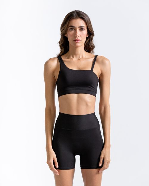 Top  Deportivo Asimetrico,  Color Negro  Para Mujer