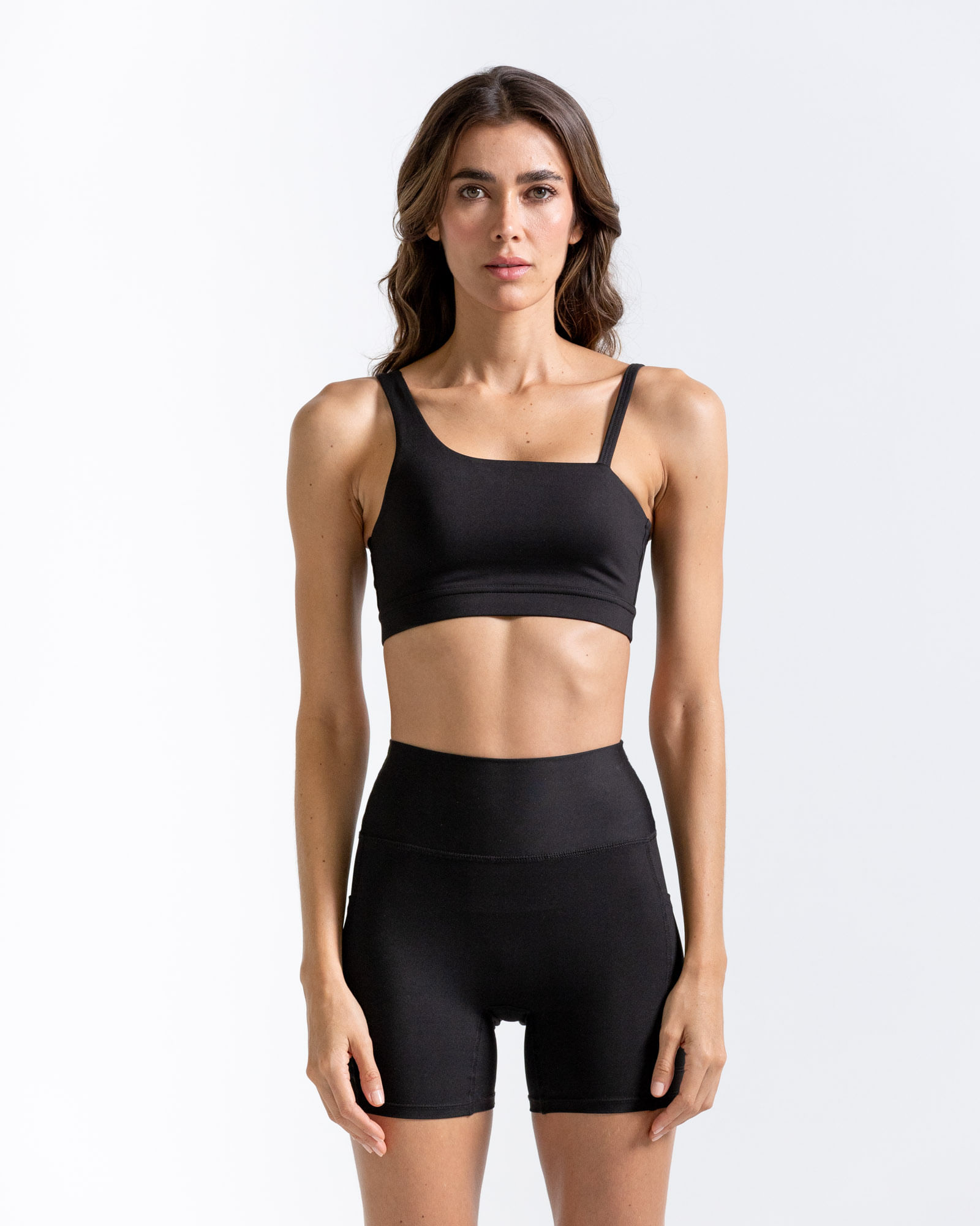 Top  Deportivo Asimetrico,  Color Negro  Para Mujer