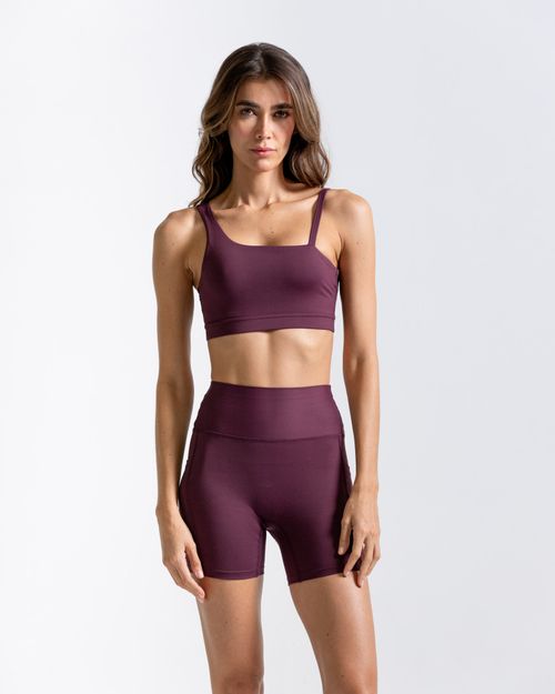 Top  Deportivo Asimetrico,  Color Uva  Para Mujer