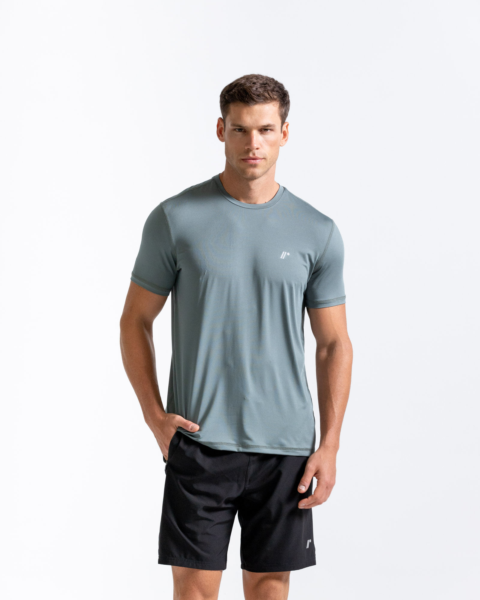 Camiseta Deportiva Manga Corta,  Color Verde  Para Hombre