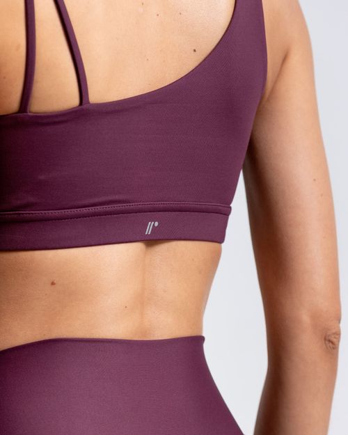 Top  Deportivo Asimetrico,  Color Uva  Para Mujer