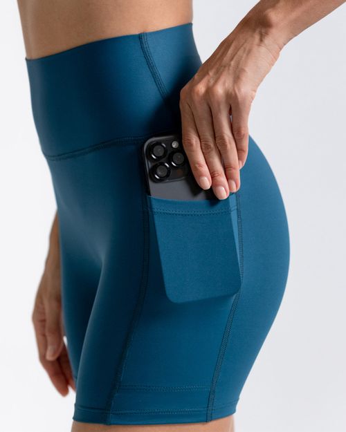 Licra Corta Deportiva,  Color Petroleo Para Mujer