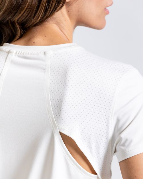 Camiseta  Bloques En Malla,  Color Marfil Para Mujer