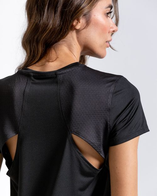 Camiseta  Bloques En Malla,  Color Negro  Para Mujer
