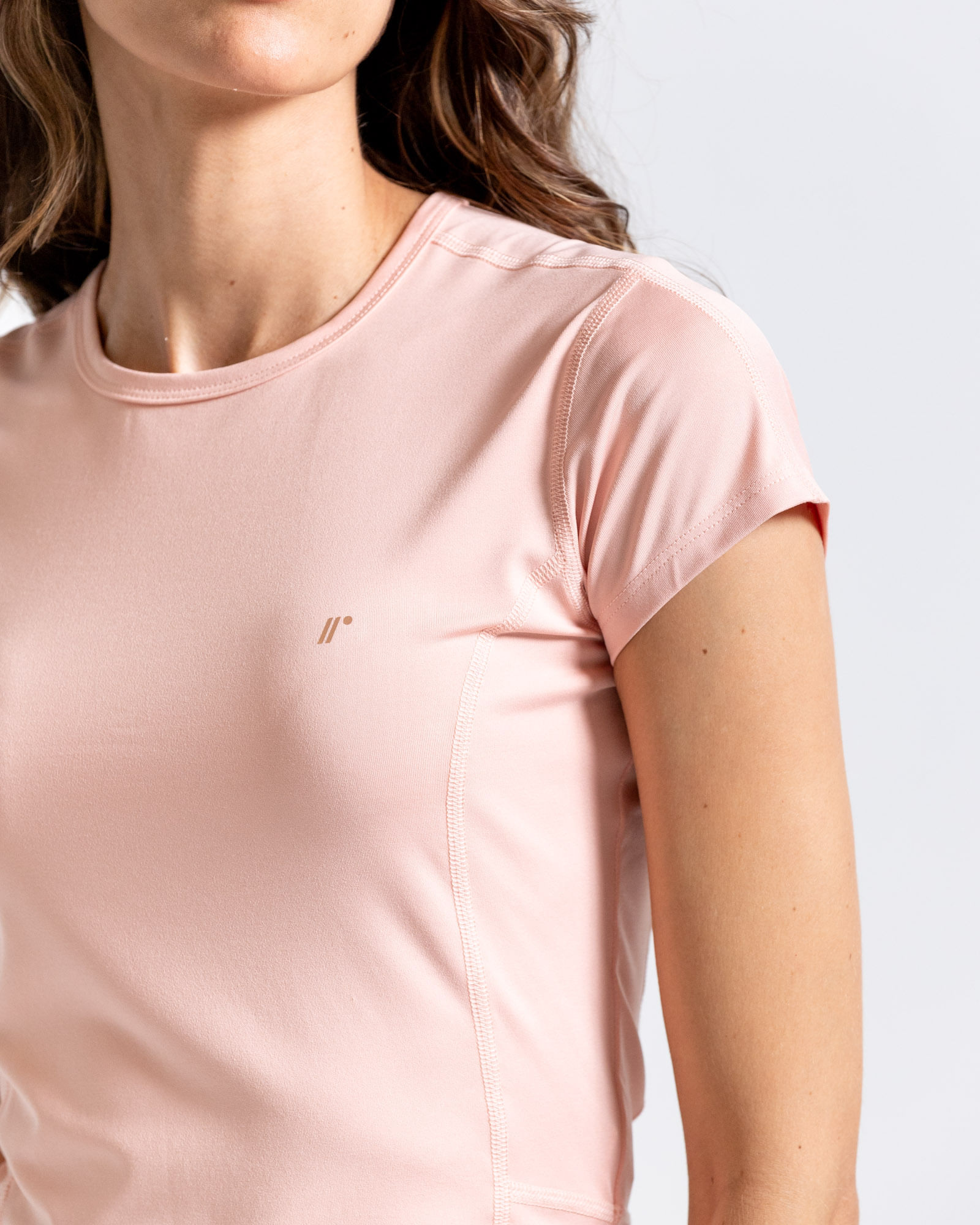 Camiseta Corta Y Ajustada,  Color Coral  Para Mujer