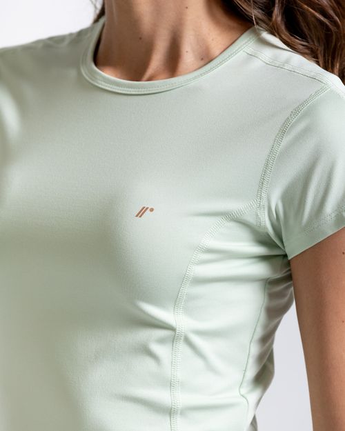 Camiseta Corta Y Ajustada,  Color Verde  Para Mujer