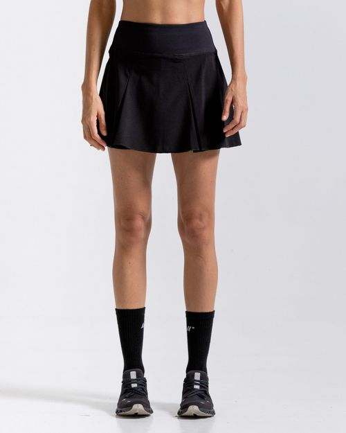 Falda Con Pliegues,  Color Negro  Para Mujer