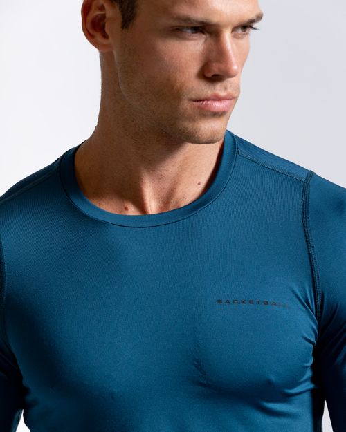 Camibuzo Espalda En Malla,  Color Azul Oceano  Para Hombre
