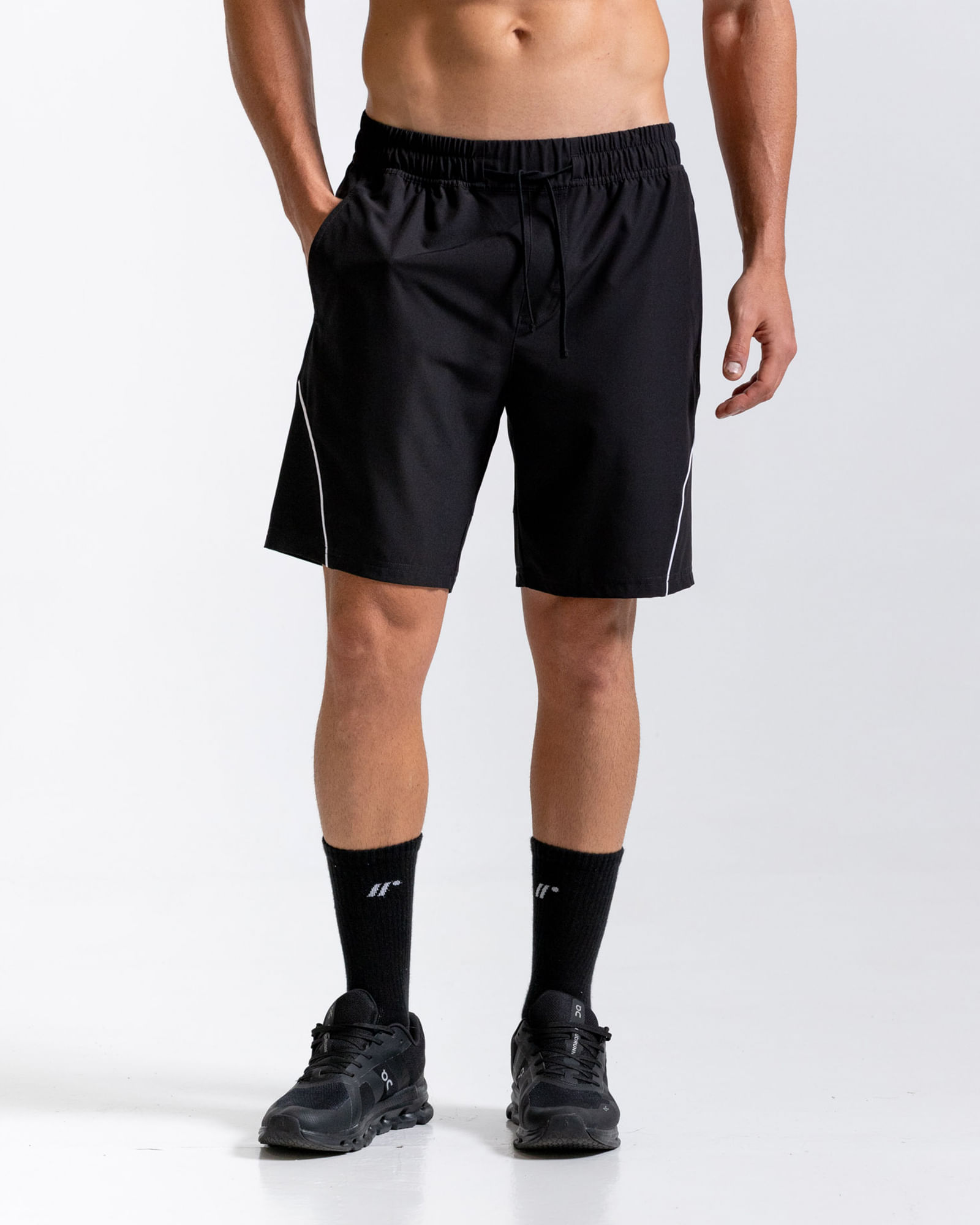 Pantaloneta Deportiva,  Color Negro  Para Hombre