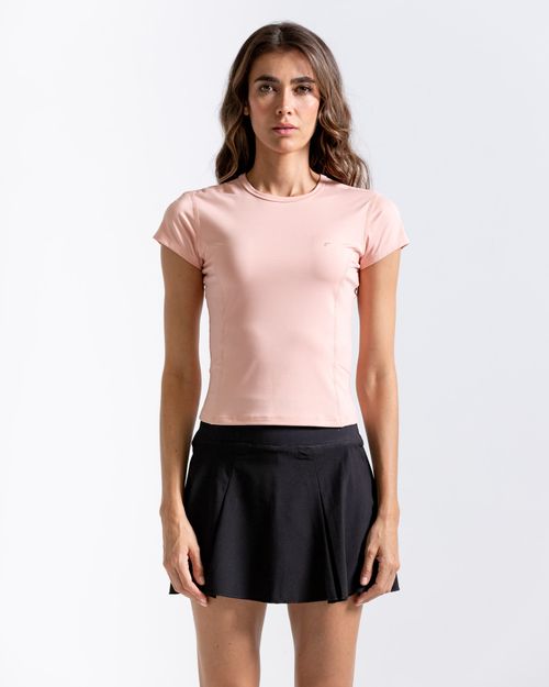 Camiseta Corta Y Ajustada,  Color Coral  Para Mujer