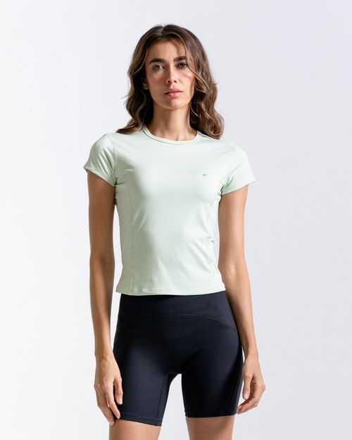 Camiseta Corta Y Ajustada,  Color Verde  Para Mujer