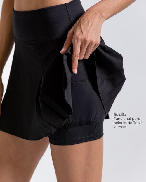 Falda Con Pliegues,  Color Negro  Para Mujer