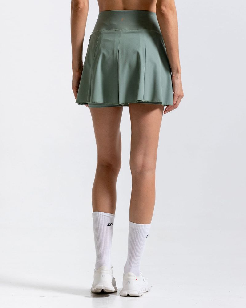 Falda Con Pliegues,  Color Verde  Para Mujer