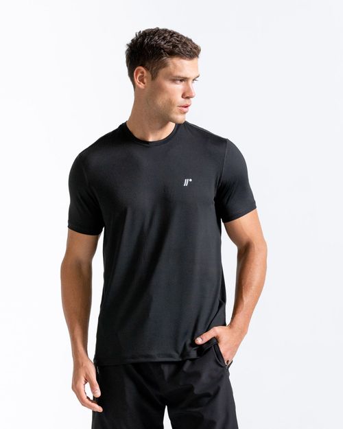 Camiseta Deportiva Manga Corta, Color Negro Para Hombre