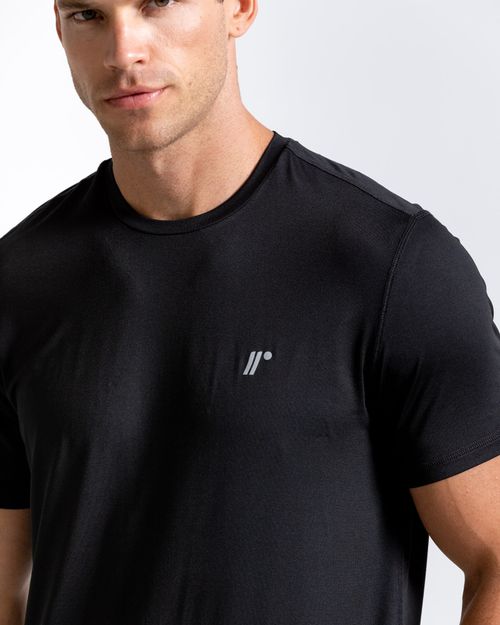 Camiseta Deportiva Manga Corta, Color Negro Para Hombre