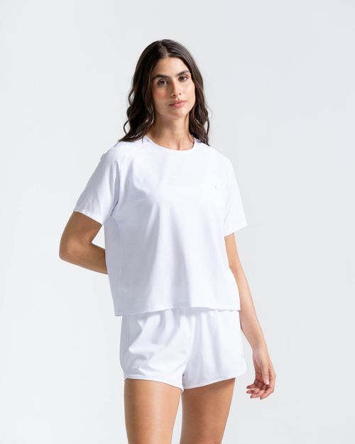 Camiseta Amplia En Malla,  Color Blanco Para Mujer