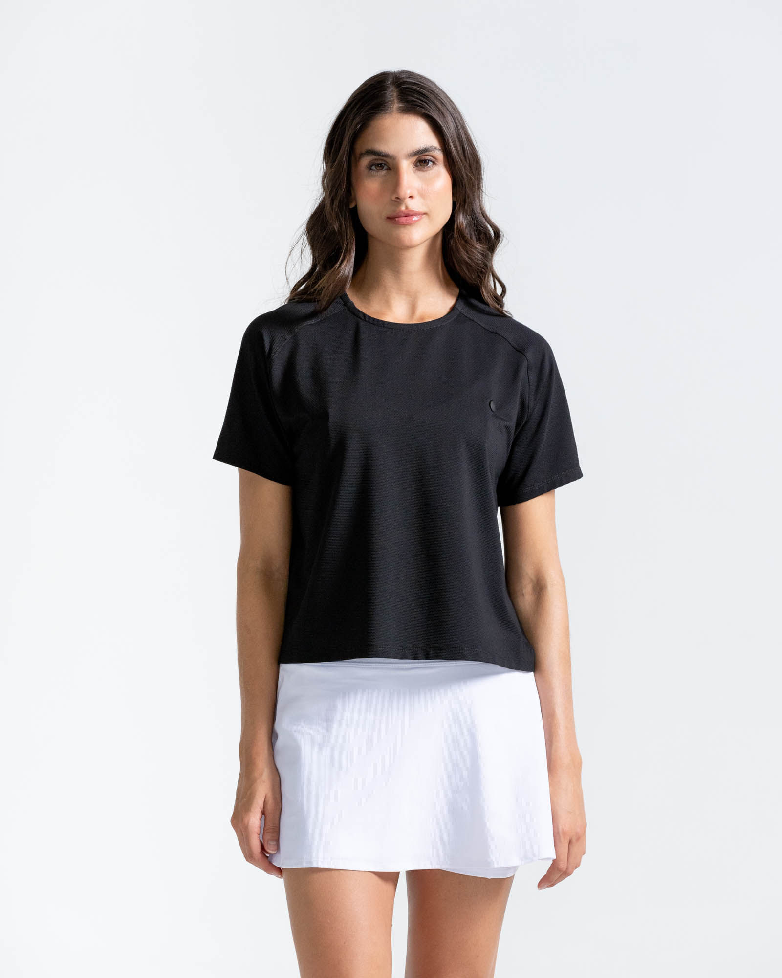 Camiseta Amplia En Malla,  Color Negro  Para Mujer