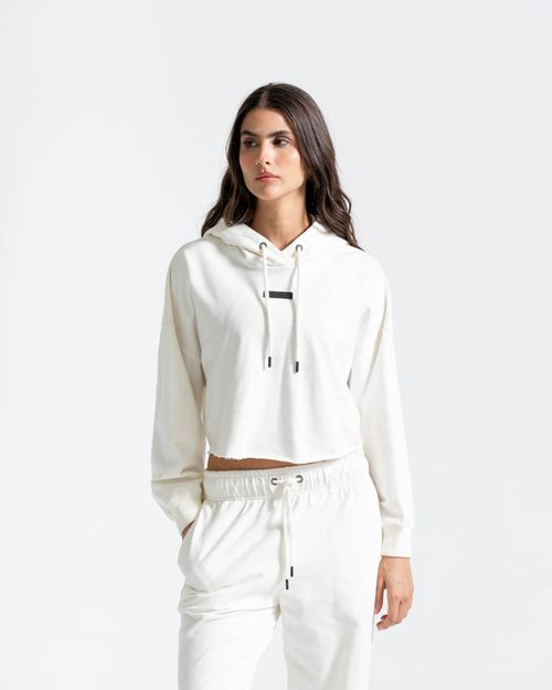 Buzo Corto Oversize,  Color Marfil Para Mujer