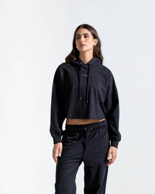 Buzo Corto Oversize,  Color Negro  Para Mujer