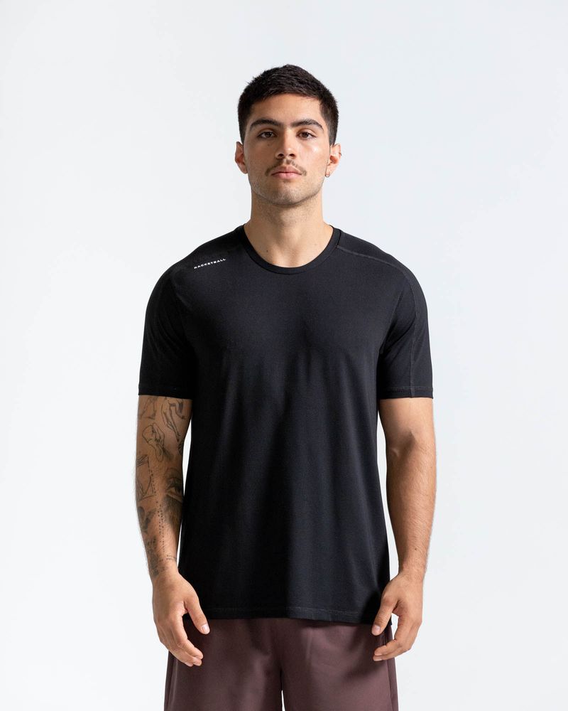 Camiseta-Manga-Corta-Con-Estampado--Color-Negro--Para-Hombre