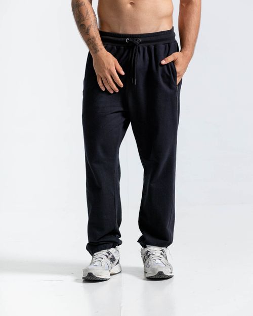 Jogger Bota Recta,  Color Negro  Para Hombre