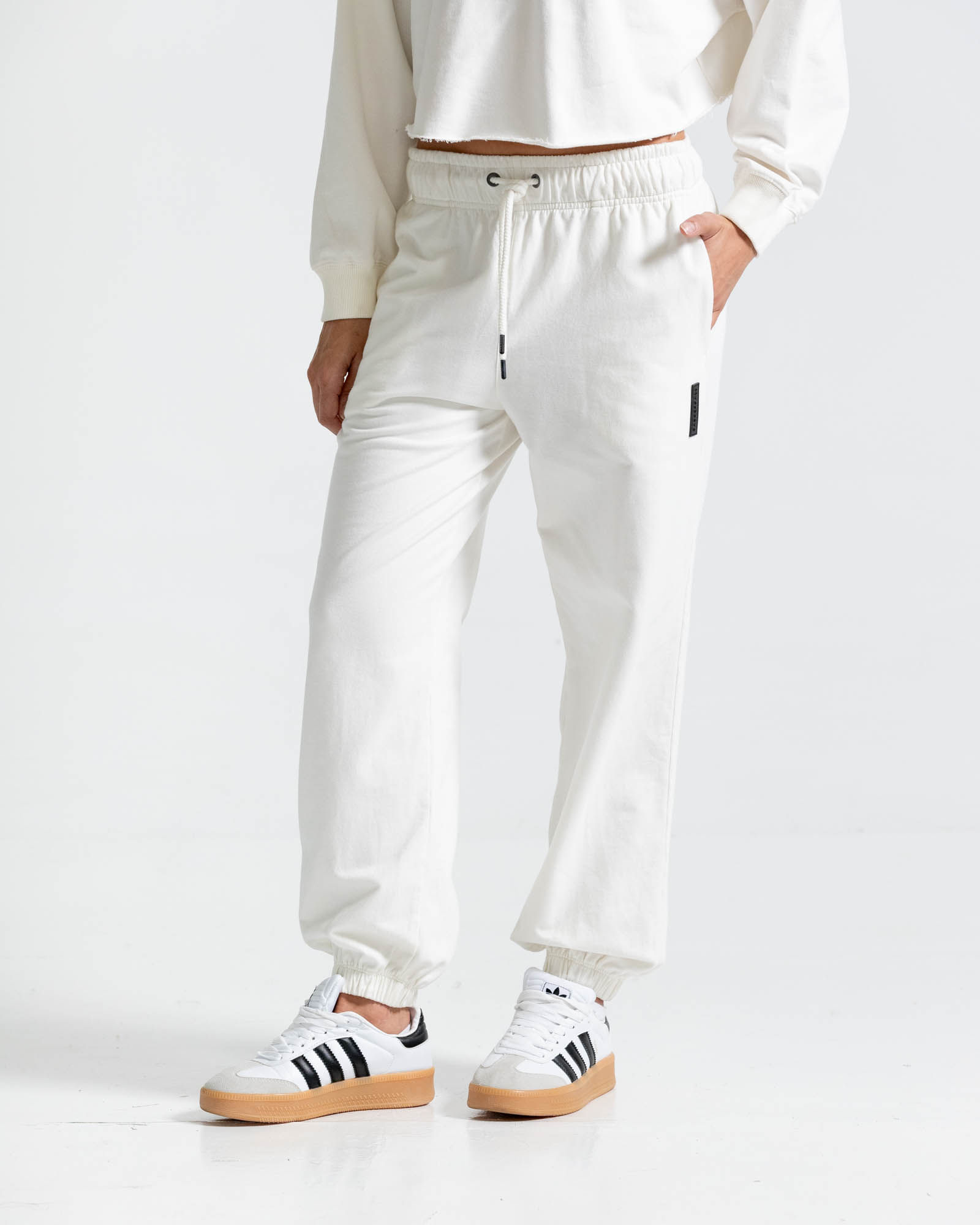 Jogger Tiro Alto,  Color Marfil Para Mujer