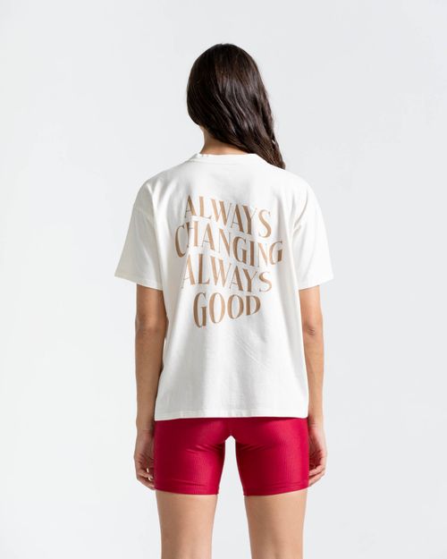 Camiseta Oversize,  Color Marfil Para Mujer