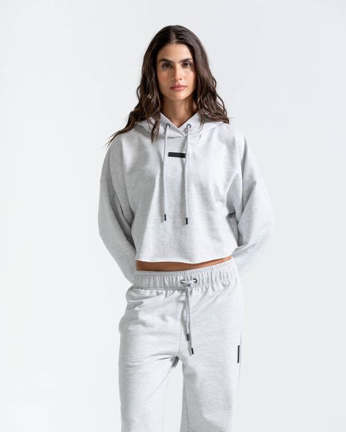 Buzo Corto Oversize,  Color Jaspe  Para Mujer