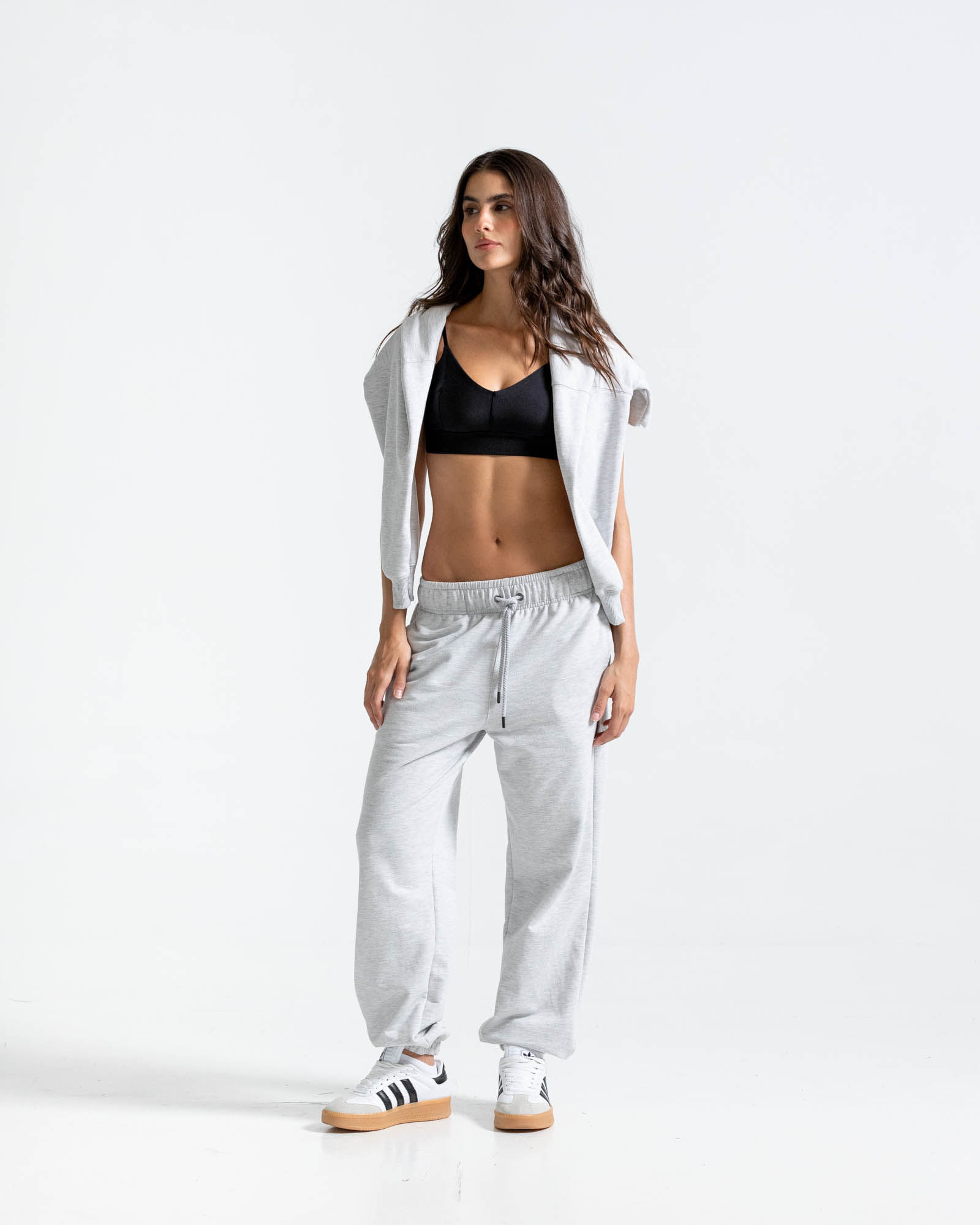 Jogger Tiro Alto,  Color Jaspe  Para Mujer