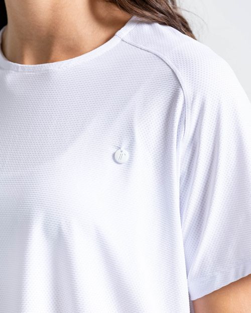 Camiseta Amplia En Malla,  Color Blanco Para Mujer