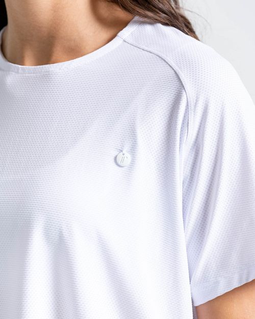 Camiseta Amplia En Malla,  Color Blanco Para Mujer