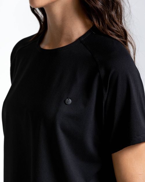 Camiseta Amplia En Malla,  Color Negro  Para Mujer