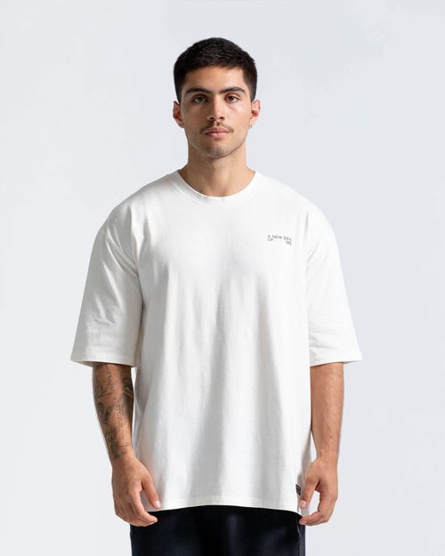 Camiseta Oversize,  Color Marfil Para Hombre