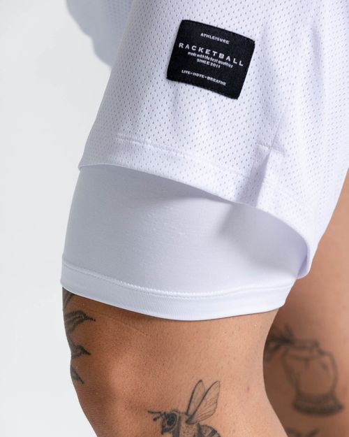 Pantaloneta En Malla,  Color Blanco Para Hombre