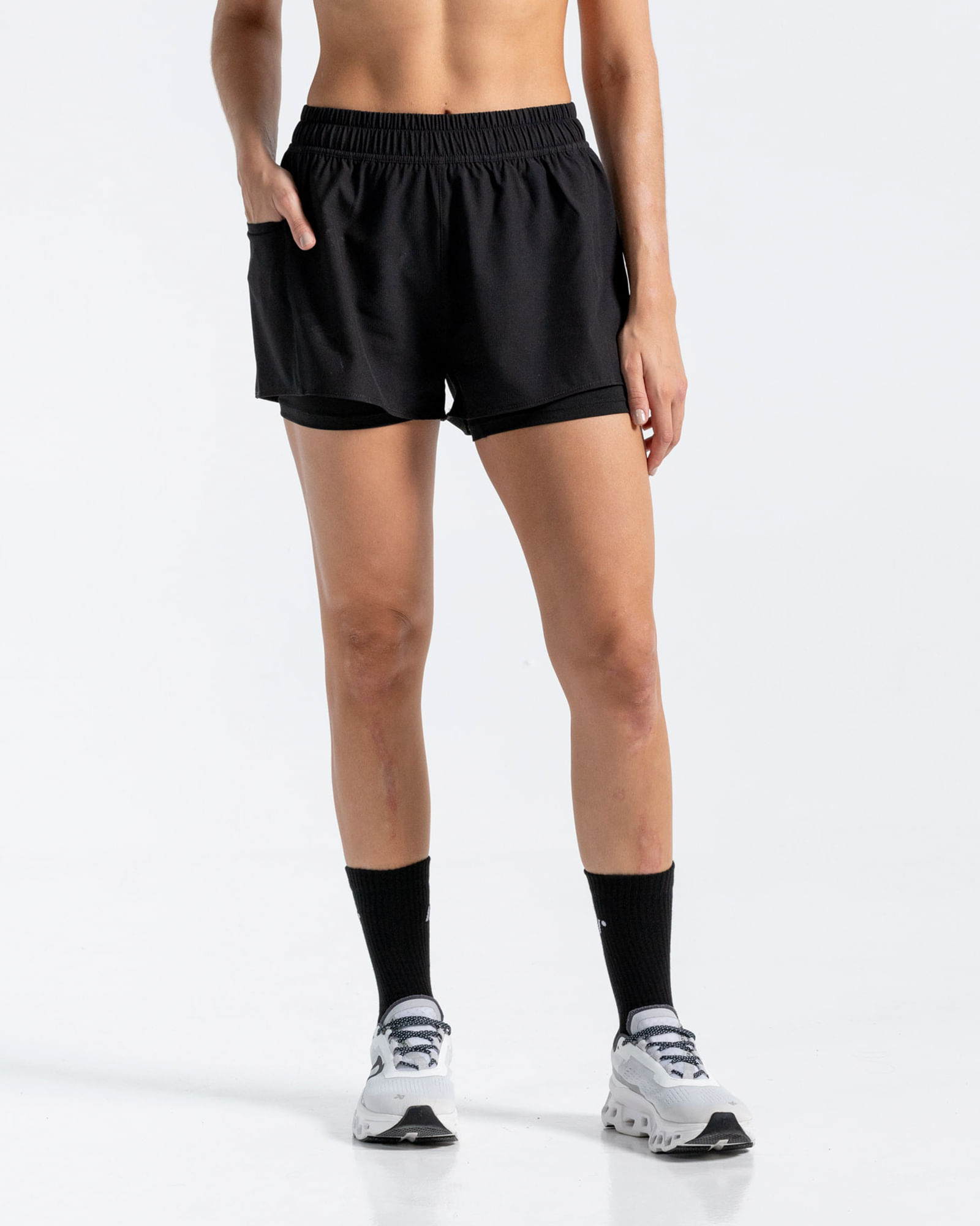 Pantaloneta Running Deportiva, Color Negro Para Mujer