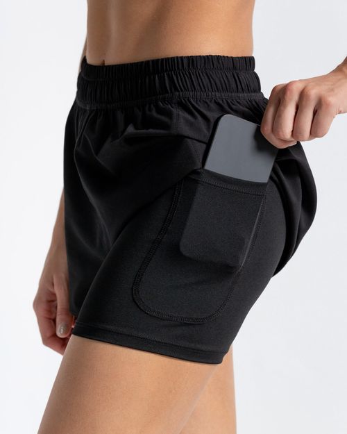 Pantaloneta Running Deportiva, Color Negro Para Mujer
