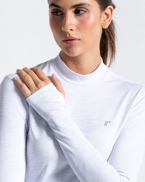 Camibuzo Origen Cuello Alto Deportivo, Color Blanco Jaspe Para Mujer