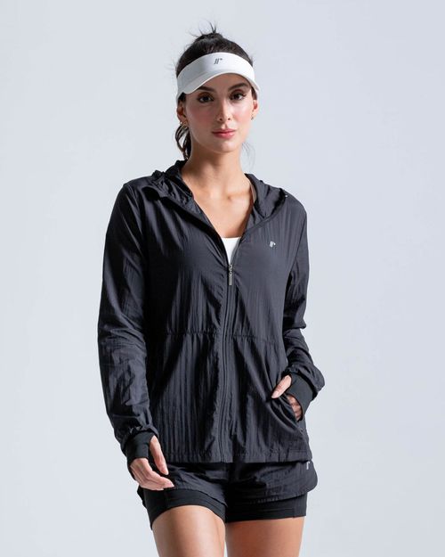 Chaqueta Rompeviento,  Color Negro  Para Mujer